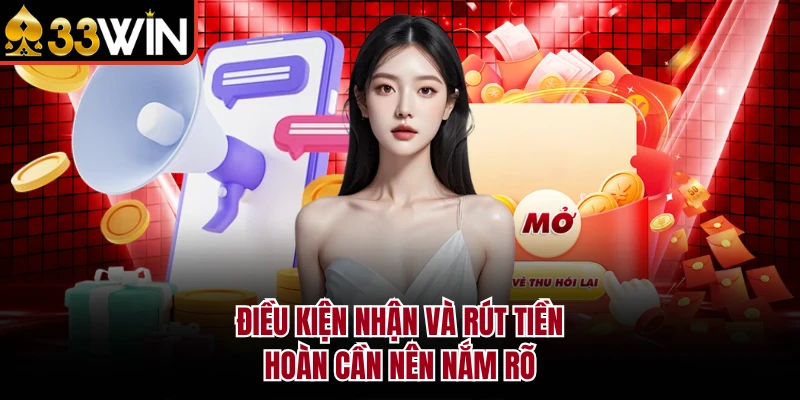 Bảo Hiểm Cược Thua 33WIN - Giúp Bạn Hoàn Tiền Cực Khủng 4 Điều kiện nhận và rút tiền hoàn cần nên nắm rõ