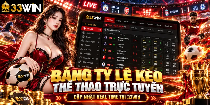 Bảng tỷ lệ kèo thể thao trực tuyến cập nhật real time tại 33Win